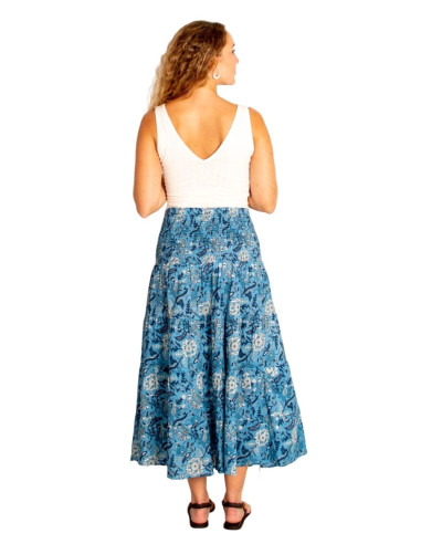 Langer Boho-Baumwollrock mit blauem und...