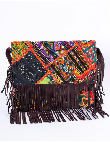 Handgefertigte Boho-Clutch mit Spiegeln und...
