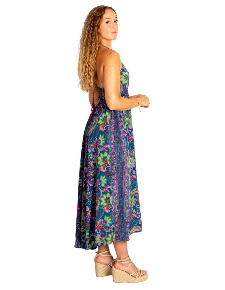 Vestido longo de seda boho Kimago – Elegância étnica com autenticidade indiana