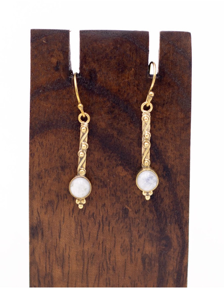 Boucles d'oreilles en or avec pierre minérale