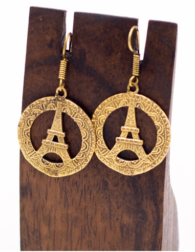 Boucles d'oreilles circulaires Tour Eiffel