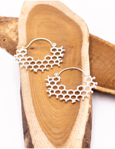 Handmade silver honeycomb style earrings