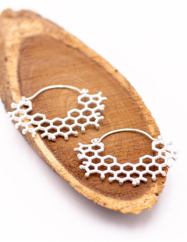 Handmade silver honeycomb style earrings