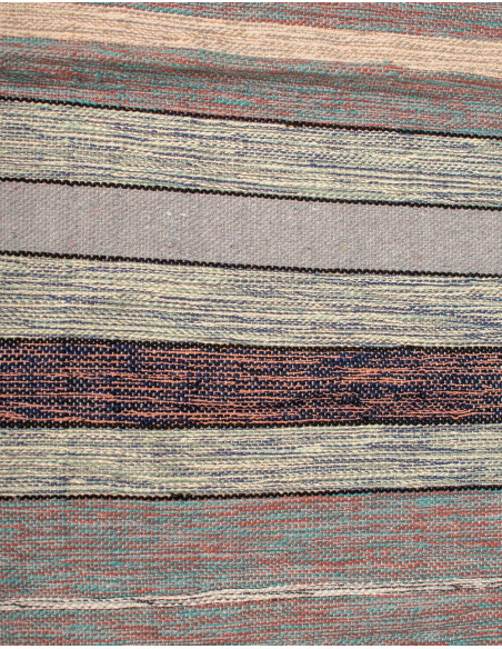 Tapis ethnique fait main en Inde – Fabriqué avec des tissus recyclés et des couleurs uniques