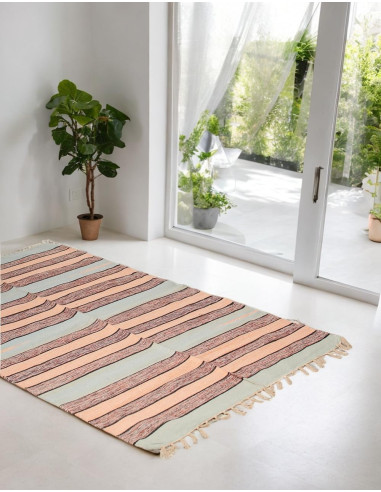 Tapis ethnique fait main en Inde – Fabriqué...