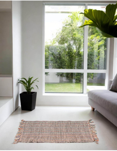 Tapete étnico boho feito à mão da Índia – Tecido à mão (50x80 cm)