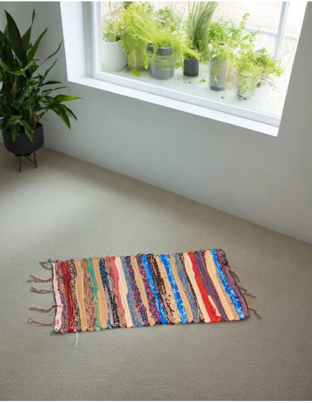 Tapis indien ethnique bohème fait main – Couleurs aléatoires