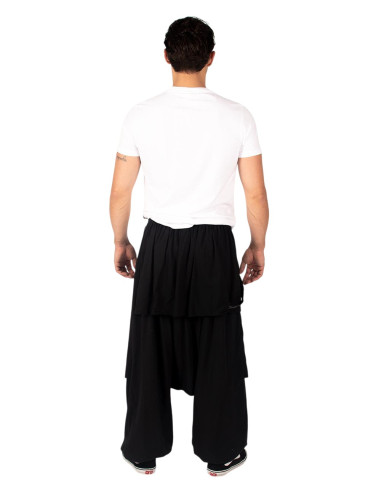 Schwarze afghanische Hose mit grauem Rock –...
