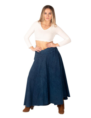 Gonna avvolgente in cotone blu – Moda etnica...