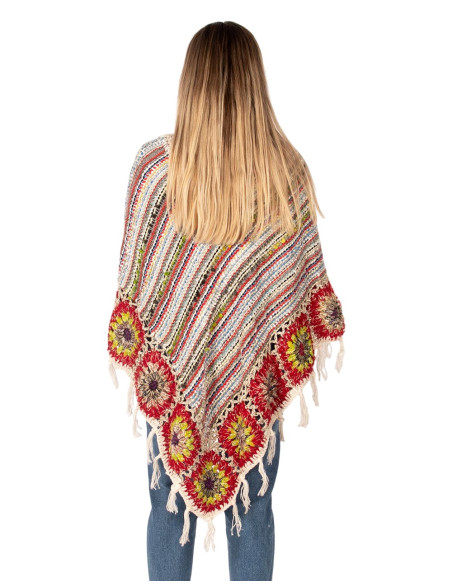 Poncho triangulaire à franges fait main – Fabriqué en Inde