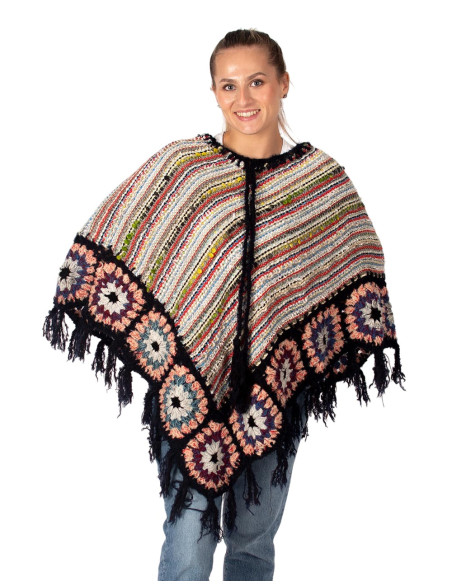 Poncho triangolare fatto a mano con frange – Fatto a mano in India