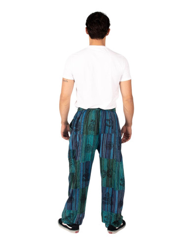 Pantalon hippie patchwork vert ou bleu clair –...