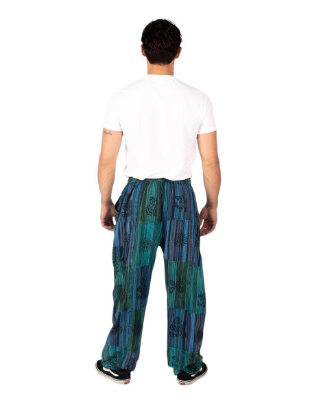 Pantalon hippie patchwork vert ou bleu clair – Fait main en Inde