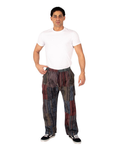 Pantalon hippie patchwork foncé – Fait main en...