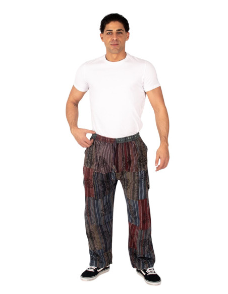 Dunkle Patchwork-Hippiehose – Handgefertigt in Indien