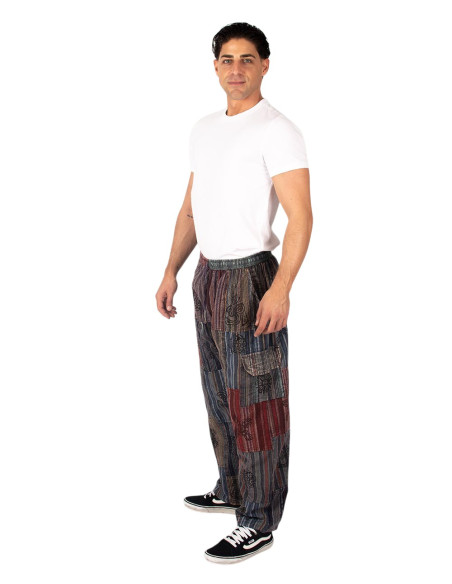 Pantaloni hippie patchwork scuri – Fatti a mano in India