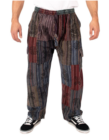 Dunkle Patchwork-Hippiehose – Handgefertigt in...