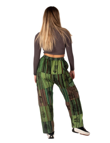 Pantalon hippie patchwork fait main – Vert ou...