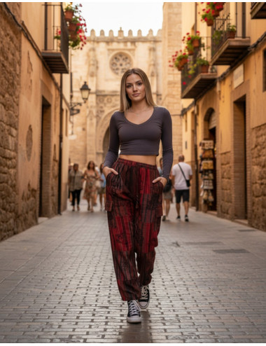 Calças hippies de patchwork...