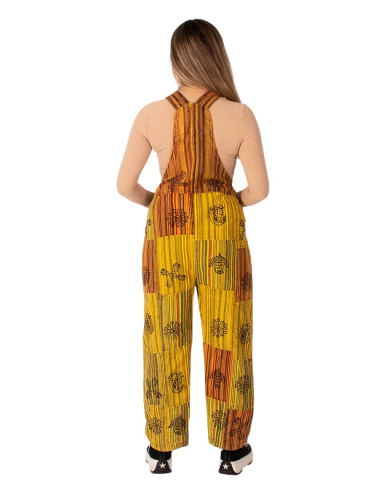 Unisex-Patchwork-Baumwolloverall – Gelb oder...