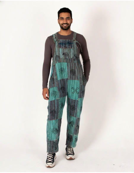 Salopette unisexe patchwork en coton fait main – Couleurs variées