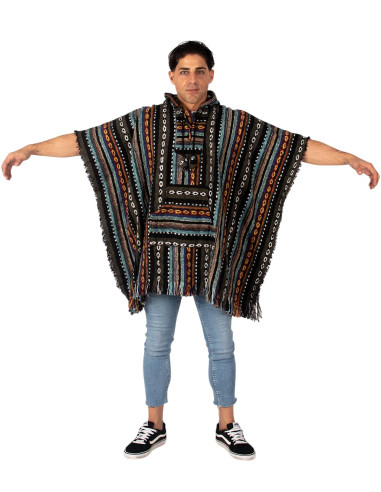 Handgefertigter, quadratischer Unisex-Poncho...