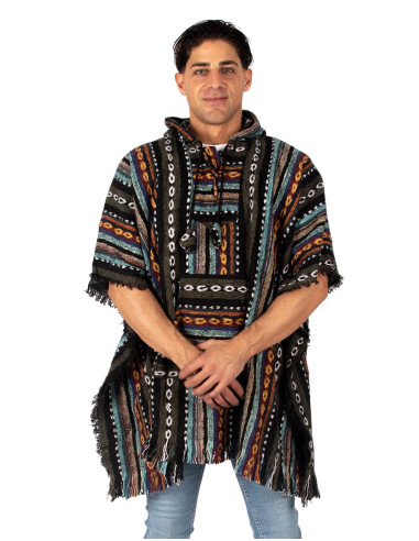Handgefertigter, quadratischer Unisex-Poncho...