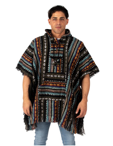 Handgefertigter, quadratischer Unisex-Poncho...