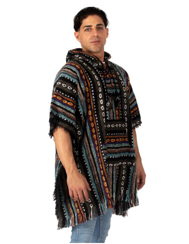Handgefertigter, quadratischer Unisex-Poncho...