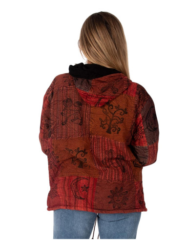 Veste ethnique patchwork unisexe avec doublure...