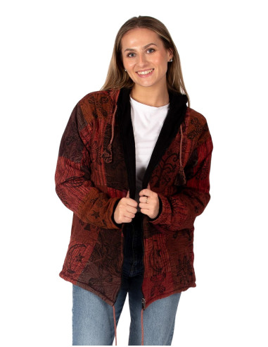 Veste ethnique patchwork unisexe avec doublure...