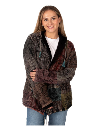 Veste ethnique patchwork unisexe avec doublure...