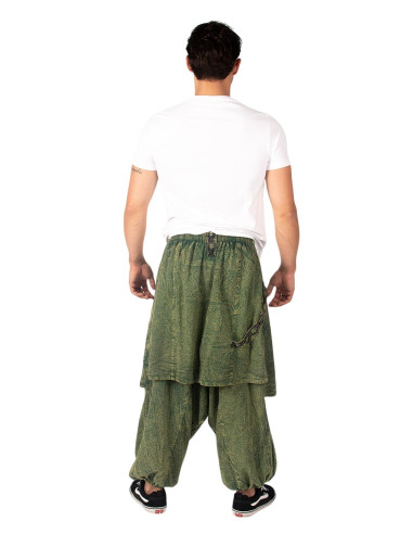Boho style cotton Afghan pants with hem and Om...