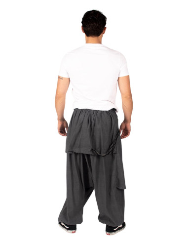 Graue afghanische Baumwollhose mit...