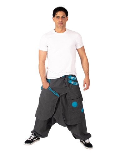 Graue afghanische Baumwollhose mit...