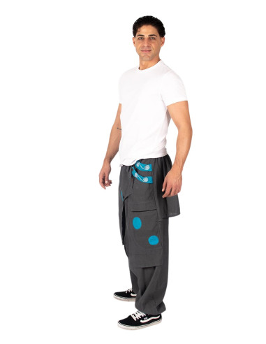 Graue afghanische Baumwollhose mit...