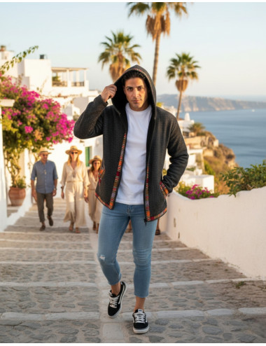 Graue Jacke mit rotem...