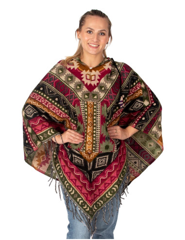Unisex-Poncho im Boho-Stil mit Kapuze und...