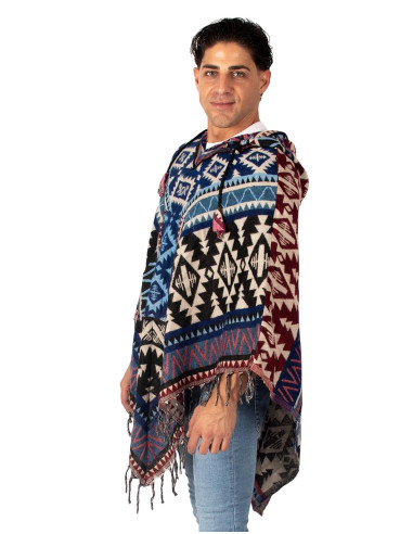 Poncho unisex bohemio con capucha y bolsillos |...