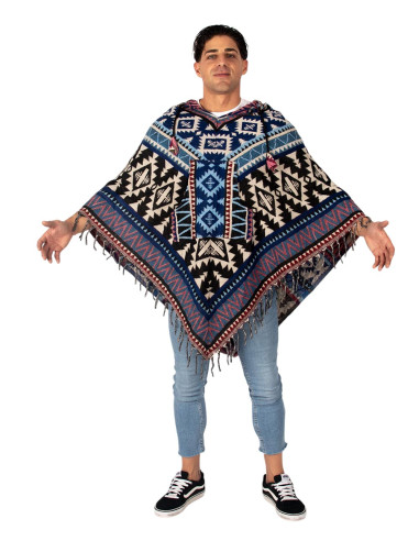 Poncho unisex bohemio con capucha y bolsillos |...