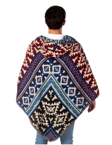 Poncho unisex bohemio con capucha y bolsillos |...