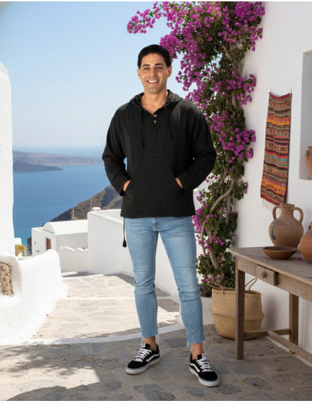 Kimago lightweight sweatshirt in distressed gray cotton – Indian ethnic fashion