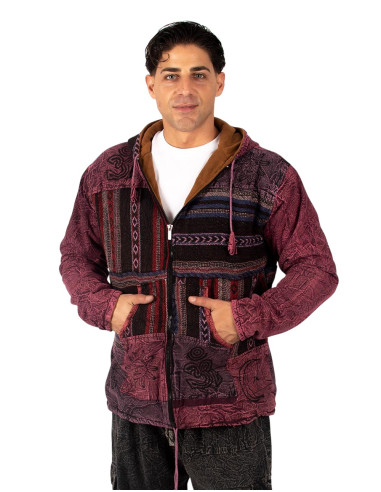 Handgefertigte Patchworkjacke mit Fleecefutter...