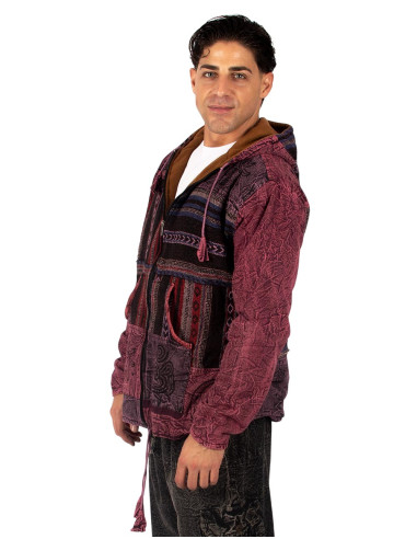 Handgefertigte Patchworkjacke mit Fleecefutter...