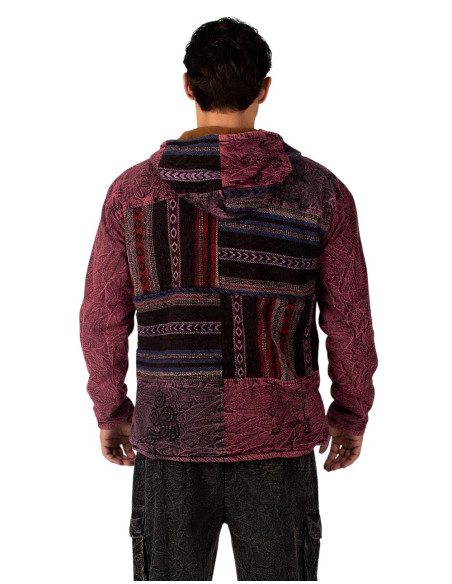 Jaqueta artesanal em patchwork com forro de lã polar – Fabricada na Índia