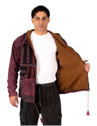 Handmade patchwork jacket with fleece lining –...