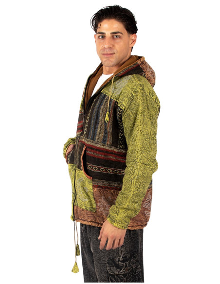 Handmade patchwork jacket with fleece lining – Made in India