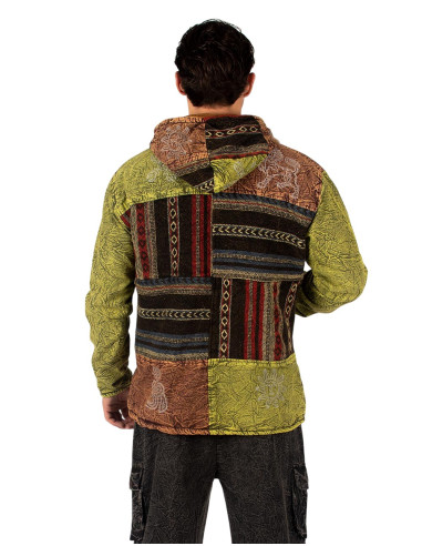Jaqueta artesanal em patchwork com forro de lã...