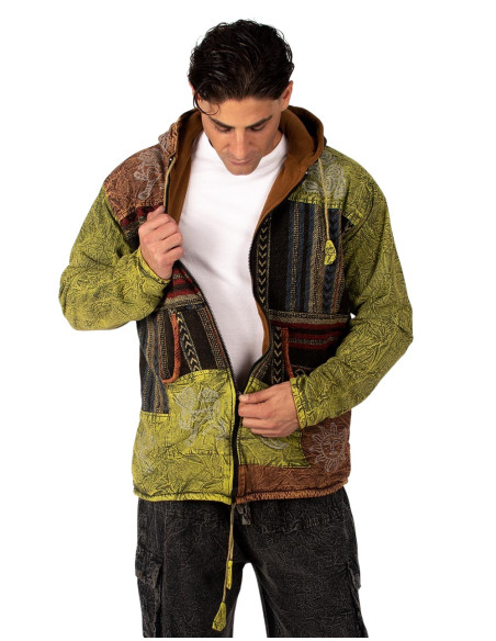 Giacca patchwork fatta a mano con fodera in pile – Made in India