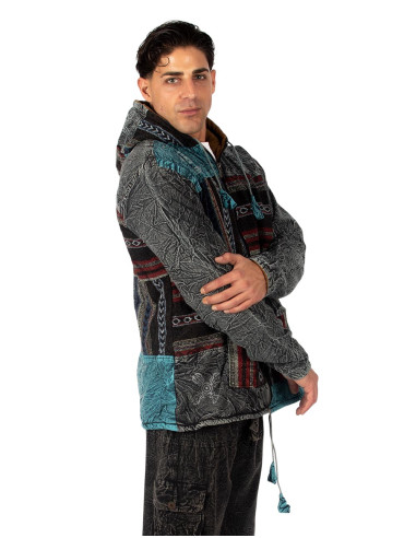 Handmade patchwork jacket with fleece lining –...